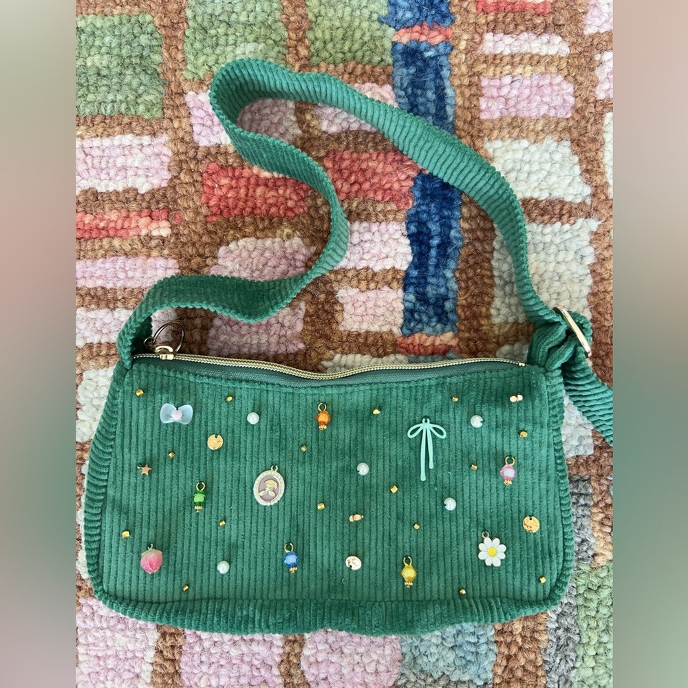 Green Embellished Women's Bag